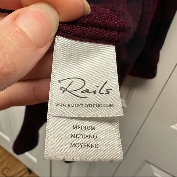 Rails Bianca Rosewood Navy Checkered Button Down Shirt Dress Size Medium - Picture 8 of 10